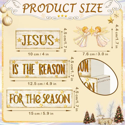 Britimes Tiered Tray Decor Set, 4 Pack, Wooden Table Sign, Christmas Jesus - style: Angel