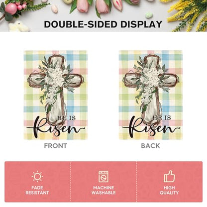 AVOIN colorlife He Is Risen Easter House Flag Outside 28x40 Inch - size: House Size-28 x 40"
