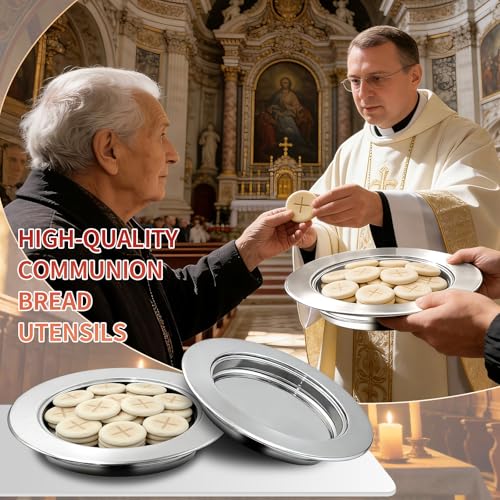 Bread Silver Premium Communion Trays for Churches, Stainless Steel Communion Set, Church Communion Bread and Serving Supplies - color: 1pcs Silver Bread Plate