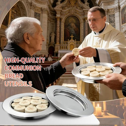 Bread Silver Premium Communion Trays for Churches, Stainless Steel Communion Set, Church Communion Bread and Serving Supplies - color: 1pcs Silver Bread Plate