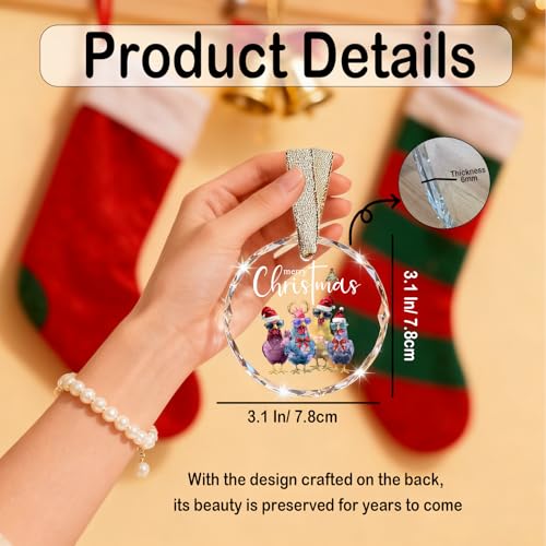 Chicken Ornaments - Merry Christmas Rooster Ornaments for Christmas Tree, Funny Chicken Gifts for Women - color: Blgs011
