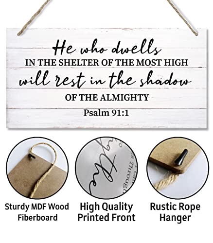 Psalms 91 Christian Wall Decor Sign, Printed Wood Plaque Sign Wall Hanging, Christian Signs For Home Decor Wall, Spiritual Wall Decor Gift, Scripture Wall Art, Farmhouse Decor Wall Art Sign 12" x 6"