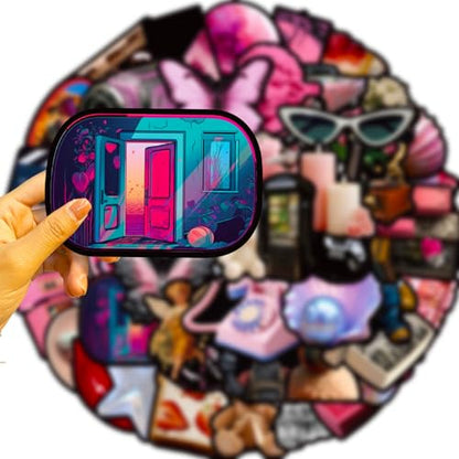 DothRayan 100Pcs Cool Trendy Y2K Stickers, Aesthetic Downtown Girls Stickers Pack for Water Bottle Funny Waterproof Sticker for Teens Adults Vinyl Decals for Laptop Skateboard Party Supplies - color: Downtown Girls B