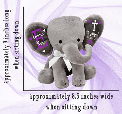 Baptism, Christening, Godchild, Godparent Gift - Personalized Plush Elephant