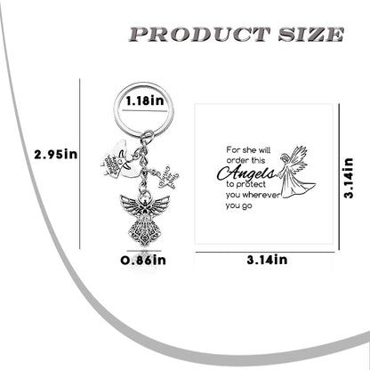 Angel Keychain for Friend Family Baptism Religioca Gifts Stainless Steel Inspirational Christian Key Chain for Religioca Believer Faith Spiritual Easter Gift