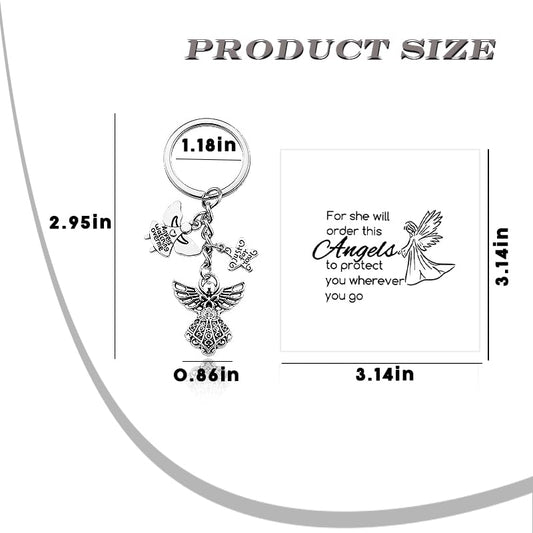 Angel Keychain for Friend Family Baptism Religioca Gifts Stainless Steel Inspirational Christian Key Chain for Religioca Believer Faith Spiritual Easter Gift