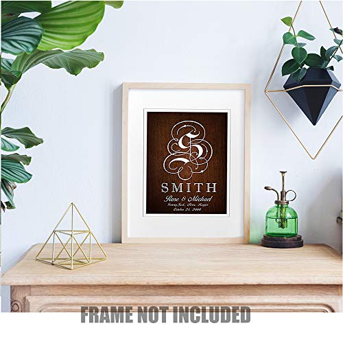 A&T ARTWORK Family Sign - Photo Prints Gift, Anniversary, with Couple's Name, Member Name and Date Established. 14x11 inches & D-Mats UNFRAMED - color: Family Sign, size: 11x14"