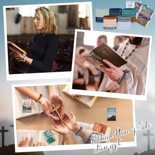 100 Set Plan of Salvation Gospel Tracts Cards Christian Gifts Bookmarks and Bible Verse Silicone Bracelets Bulk for Evangelism Scripture Catholic Prayer Fathers Gifts for Church Men Ministering