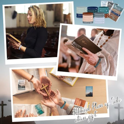 100 Set Plan of Salvation Gospel Tracts Cards Christian Gifts Bookmarks and Bible Verse Silicone Bracelets Bulk for Evangelism Scripture Catholic Prayer Fathers Gifts for Church Men Ministering