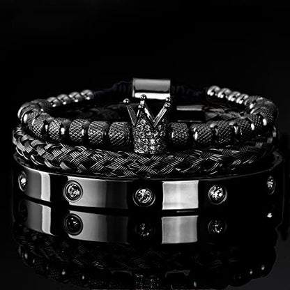 WFYOU Stainless Steel Bracelets for Men Gold Cuff Bracelet Birthday Gifts - color: Black 11