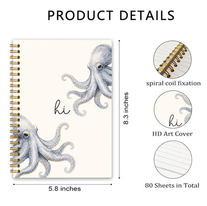 Cute Animal Octopus Spiral Journal Notebook Gift for Women Teen Girls - color: Octopus