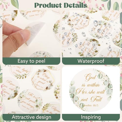 600 Pcs Bible Verse Stickers 24 Styles Eucalyptus Scripture Stickers - style: Eucalyptus