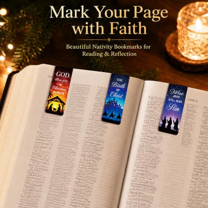 Nativity Magnetic Bookmarks, 24 Pcs Christ Birth Magnet Book Marks Clips - style: Nativity 01