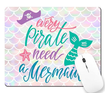 TSSOHU Every Salty Pirate Needs a Mermaid Inspirational Quote Mouse Pad for Office Computers&Laptop with Designs Printed, Non-Slip Rubber Base Mousepad Gaming Mouse Pads,9.5x7.9x0.12 Inch, WMJMP2438 - color: WMJ138