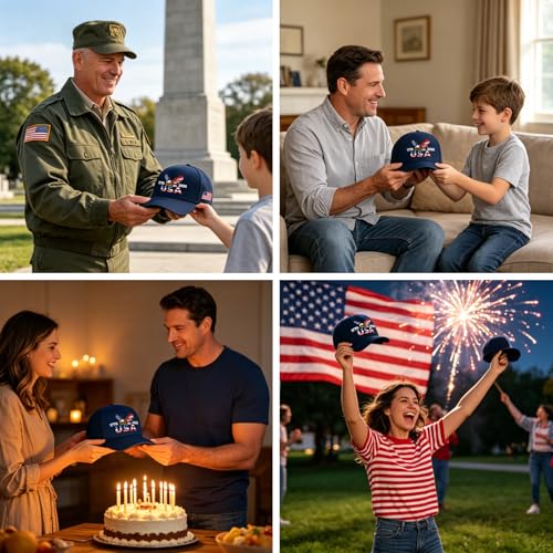 250th Anniversary USA Hat,Adjustable Embroidered Patriotic Baseball Cap,250 Year American Anniversary Merchandise for Unisex - color: T