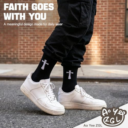 3 Pairs Unisex Cross Socks,Gifts for Christian: Easter Christmas - color: Philippians 4:13 - Black
