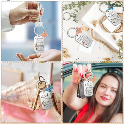 Misdary 12 Pcs Christian Bible Verse Keychain Bulk for Women - style: English