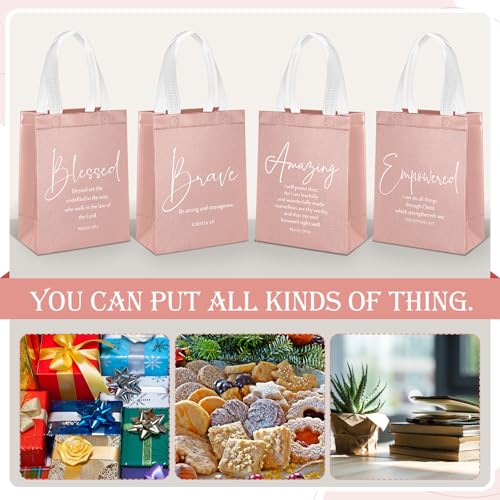 Aliceset 40 Pcs Christian Gift Bags with Bible Verse, Black, Pink - color: Pink