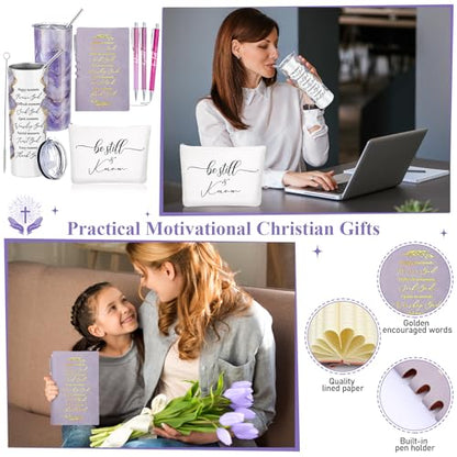 Domensi 6 Pcs Christian Gifts Set, 20 oz Tumbler Notepad Pens, Purple - color: Purple