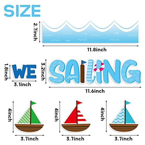 CY2SIDE 86PCS Sailing Into Summer Cutouts for Bulletin Board Border Sets, Hello Summer Theme Sailboats Trim, Classroom and School Summertime Nautical Decorations - style: Summer Sailboats