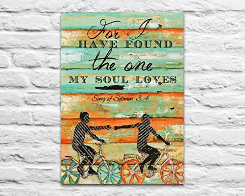 For I Have Found the One My Soul Loves, Danny Phillips Unframed Art Print, Songs of Solomon 3:4, Biking Bicycle Cycling Wall Decor Poster Wedding Engagement Anniversary Gift for Her, 5x7 inches
