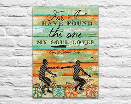 For I Have Found the One My Soul Loves, Danny Phillips Unframed Art Print, Songs of Solomon 3:4, Biking Bicycle Cycling Wall Decor Poster Wedding Engagement Anniversary Gift for Her, 5x7 inches
