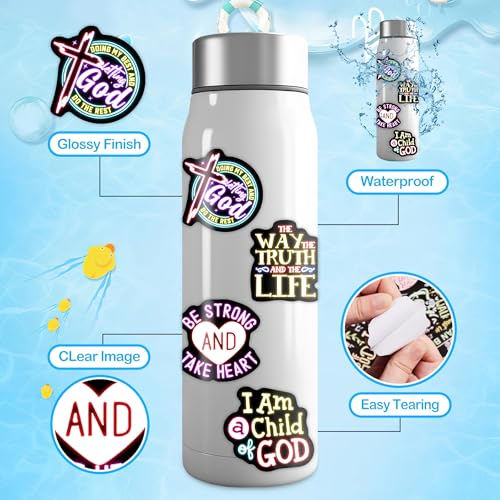 50 Pcs Jesus Christian Bible Stickers for Kids, Neon Christ Faith Vinyl Waterproof Water Bottle Laptop Decals, Teens Adults Religious Christianity Christmas Easter Thanksgiving - color: Bible-pvc-163kshr