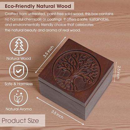 Hand-Carved Tree of Life Wooden Jewelry Box, Keepsake Storage Box for Men - color: KAT- KL Tree Of Life Keepsake Box