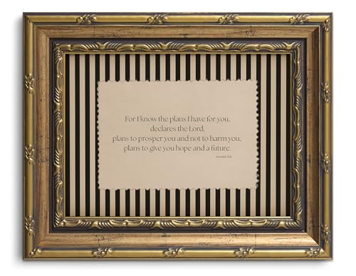 Vintage Gold Framed Wall Art Bible Verse Wall Decor Jeremiah 29:11 Scripture Print Christian Canvas Art Religious Artwork Striped Pictures For Prayer Room Office Church 8x10in - color: Jeremiah 29:11, size: 10"L x 8"W