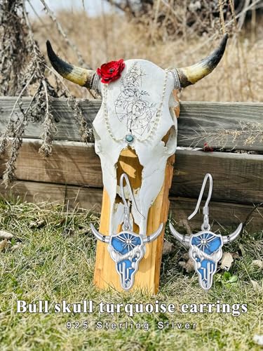 Dorunmo 925 Sterling Silver Mustard Seeds Dangle Earrings for Women Mountains Earrings Hypoallergenic Christmas Jewelry Gifts for Women - style: Bull Skull