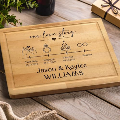 Custom Wood Engraved Outline Photo Cutting Board, Personalized Couple Picture Gift for Her Him, Anniversary Wedding Gifts 2026 2027, Engagement, Valentines, Mr and Mrs, Bridal, Bride Groom, Christmas