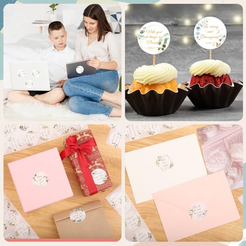 600 Pcs Bible Verse Stickers 24 Styles Eucalyptus Scripture Stickers - style: Eucalyptus