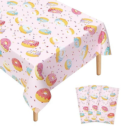3Pcs Donut Tablecloth, Disposable Donut Party Decorations - color: Donut