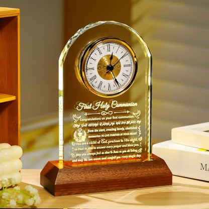 Arikyrist Glass Clock First Holy Communion Gifts for Girls Boys Catholic - color: Holy Communion
