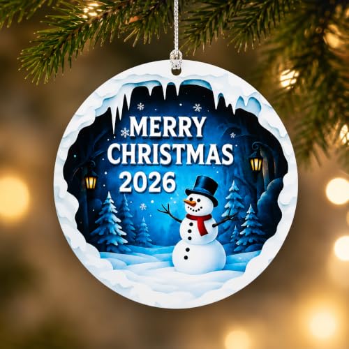 Snowman Ornaments for Christmas Tree, Christmas Ornaments 2026, Merry Christmas 2026 Decoration, Cute Snowman Christmas Ornament for Holiday Tree, Winter Wonderland Decor Gift for Family and Friends - color: Snowman3d