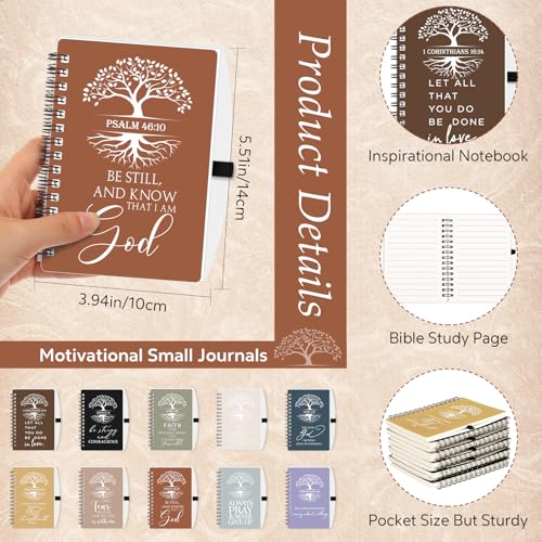 Kosiz 100 Pcs Bible Verse A6 Spiral Notebooks Bulk with Pens, Neutral Color - color: Neutral Color