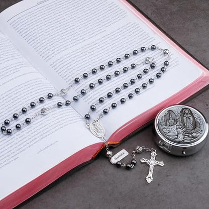 HanlinCC Catholic Rosary Lourdes Virgin Mary Necklace with Gift Box