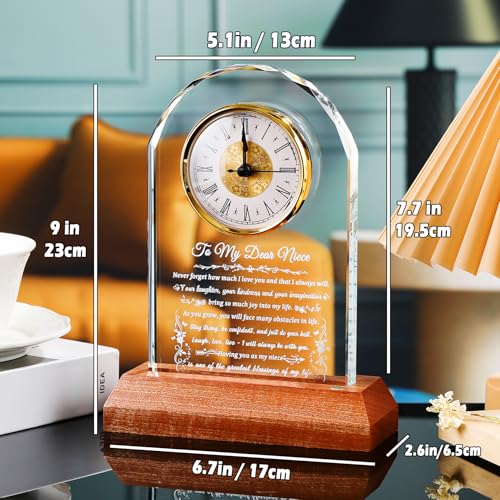 Arikyrist Glass Clock Niece Gifts from Auntie Uncle on Graduation Birthday - color: Niece