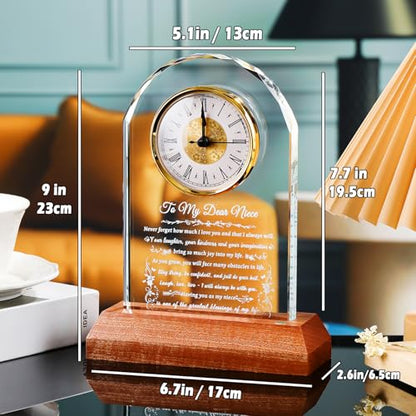 Arikyrist Glass Clock Niece Gifts from Auntie Uncle on Graduation Birthday - color: Niece