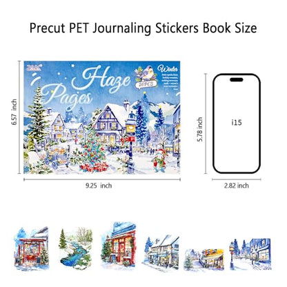 Winter Landscape PET Sticker Book, Diecut Stickers for Journaling - color: Misty Sleep Pages