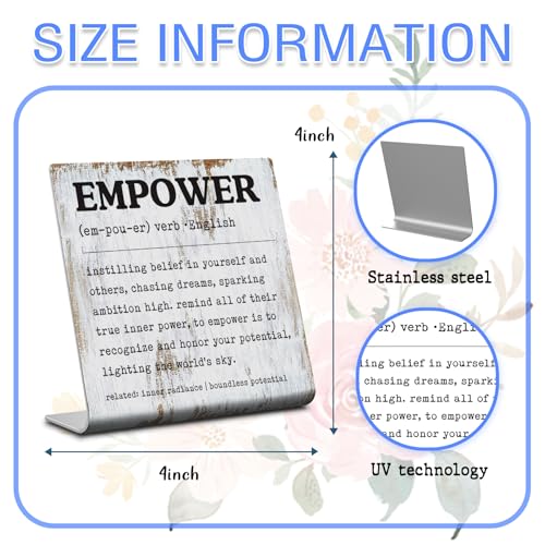 Empower Desk Sign Inspirational Office Decor with Boundless Potential Quote, Rustic Steel Plaque for Women Leaders, Teachers, Coaches, Therapists, Motivational Gift Idea for Empowerment XLK513 - style: Empower