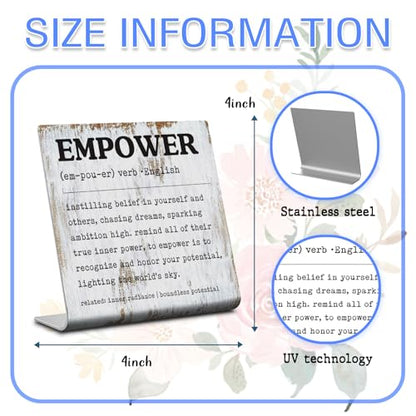 Empower Desk Sign Inspirational Office Decor with Boundless Potential Quote, Rustic Steel Plaque for Women Leaders, Teachers, Coaches, Therapists, Motivational Gift Idea for Empowerment XLK513 - style: Empower