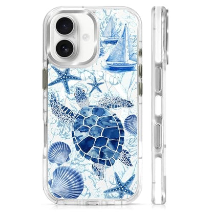 for iPhone 17 Case [Compatible with Magsafe],Girls Women Clear Magnetic Case Silicone Shockproof Protective Cover with Pattern Blue Sailing Sea Turtle - color: Blue Sailing Sea Turtle, size: iPhone 17