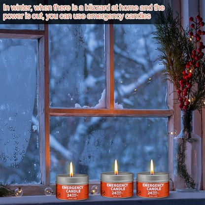 Chuarry 24 Pcs Emergency Candles 24 Hours Long Burning Soy Wax, Silver - color: Silver