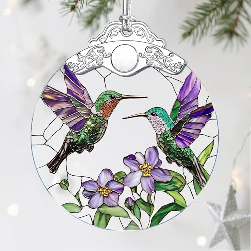 Hummingbird Stained Glass Ornament - Christmas Ornaments | Christmas Decorations for Tree | Holiday Ornament – Gifts for Hummingbird Lovers | Holiday Party Gifts | Gift Ideas & Xmas Gift - color: Style 1-hummingbird