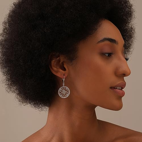 LeCalla 925 Sterling Silver Leverback Drop Dangle Earrings for Women | Lightweight Celtic-Knot Filigree Heart Teardrop Dangle Earring | Vintage Inspired Jewelry Gifts for Women - color: Leverback-06