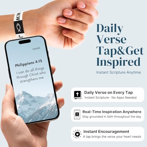 Lusinus Bible Verse Bracelets, Tap for Scripture, NFC Daily Wristband - color: Multicolor (4Pcs)