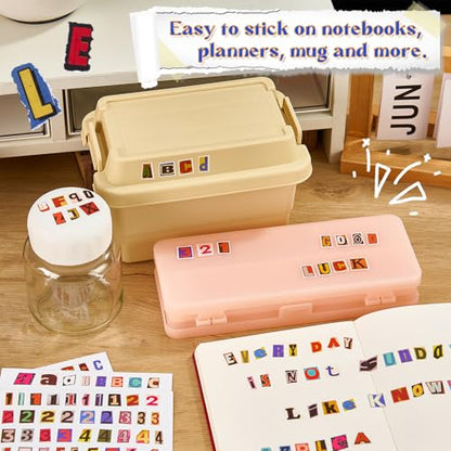 800Pcs Magazine Letter Stickers, Number Alphabet for Journal Scrapbook - color: Letter Stickers