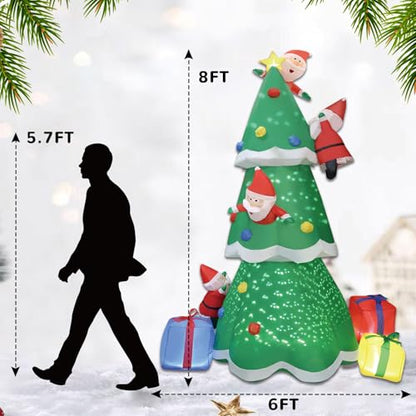 8FT Christma Inflatable Christmas Tree with LED Star & Santa Claus - Blow Up Outdoor Decor for Xmas Holiday, Waterproof Yard Lawn Decoration Indoor Party Garden Patio Hall Display - style: Christmas tree