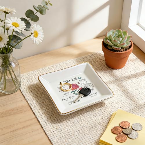 Birthday Gifts for Women, Mum Scripture Jewelry Dish, Christian Gifts - style: Chrysanthemum: Loyalty, Honesty, Longevity(November Birth Month, Mum Flower )